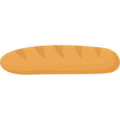 Golden Brown Baked Baguette Bread Loaf with Visible Score Marks on a Transparent Background