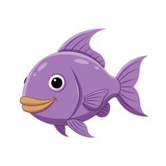 Fototapeta premium A cheerful purple fish swims happily in the clear blue ocean water.