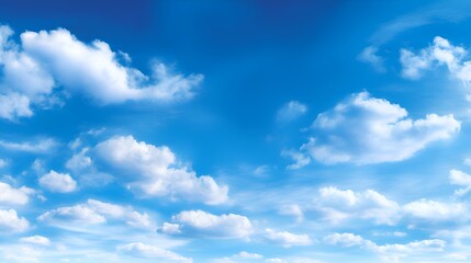 Fototapeta premium Expansive blue sky filled with fluffy white clouds, creating a serene atmosphere for outdoor activities