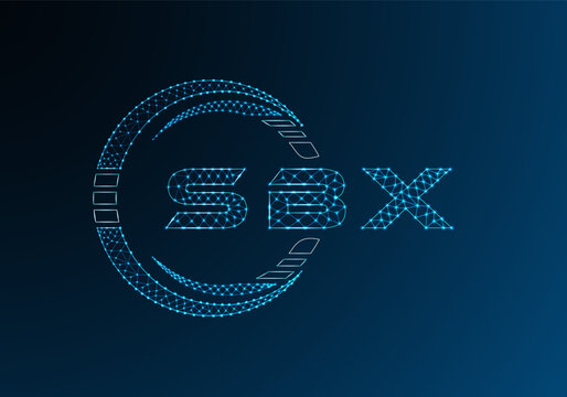 SBX low poly letter logo vector design. SBX lower poly logo design. Low poly logo.