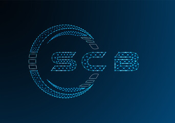 SCB low poly letter logo vector design. SCB lower poly logo design. Low poly logo.