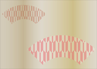 金の背景に矢絣模様の扇のイラスト・古風な和柄