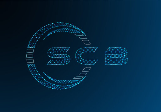 SCB low poly letter logo vector design. SCB lower poly logo design. Low poly logo.