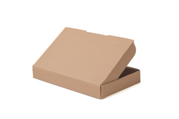 A simple brown cardboard box isolated on white background.
