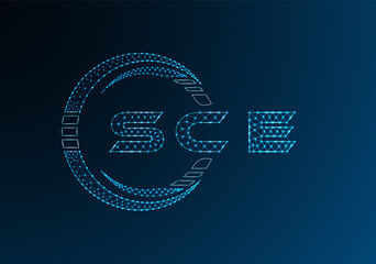 SCE low poly letter logo vector design. SCE lower poly logo design. Low poly logo.