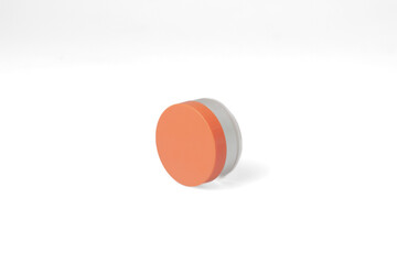 Obraz premium Make up cosmetic powder container or package on isolated white background.