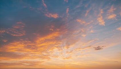 Stunning sunset sky with vibrant orange clouds creating a peaceful, inspiring atmosphere perfect for travel, mindfulness, or motivational content