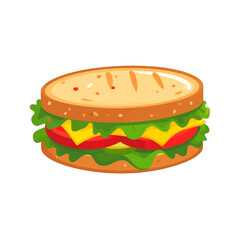 Pixel Art Sandwich with Lettuce Tomato Cheese and Bread on White Background
