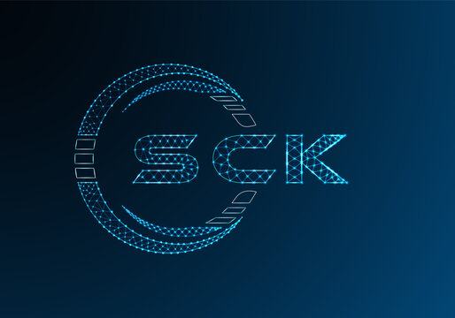 SCK low poly letter logo vector design. SCK lower poly logo design. Low poly logo.