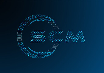 SCM low poly letter logo vector design. SCM lower poly logo design. Low poly logo.