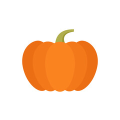 Pumpkin icon. Autumn Halloween or Thanksgiving pumpkin symbol. Flat design. Orange squash silhouette isolated on white background. Vector illustration. Colorful cartoon style.