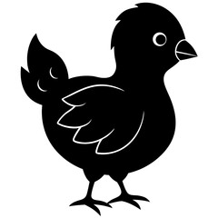 Cute black silhouette of a baby chick standing
