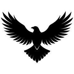 Black silhouette of a bird of prey with wings spread wide