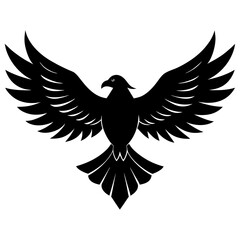 Stylized black eagle silhouette with wings spread wide