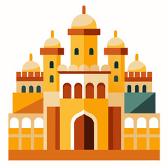 Colorful flat design illustration of an indian palace or fort