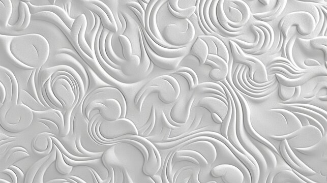 Intricate white floral pattern with a carved sculptural aesthetic design