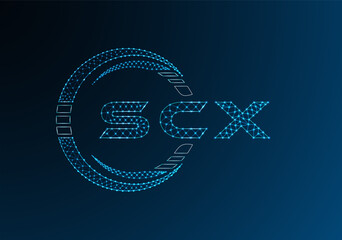 SCX low poly letter logo vector design. SCX lower poly logo design. Low poly logo.