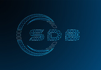 SDB low poly letter logo vector design. SDB lower poly logo design. Low poly logo.