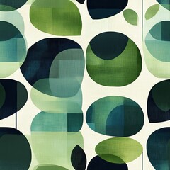Retro geometric circle seamless pattern in green shades, modern abstract wallpaper.
