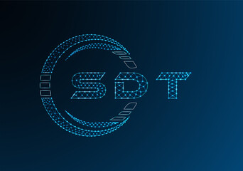 SDT low poly letter logo vector design. SDT lower poly logo design. Low poly logo.