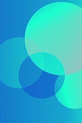 abstract overlapping circles in shades of blue and green with a gradient background