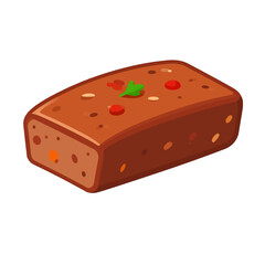 Brown Rectangular Loaf Topped with Red Pepper Flakes and Green Herb Against White Background