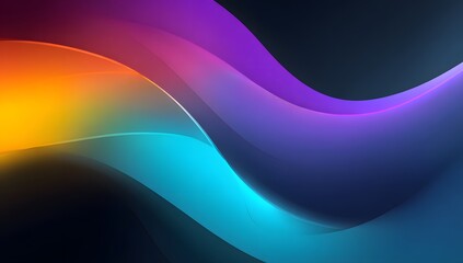 Abstract flowing waves of vibrant gradient colors including orange yellow blue and purple against a dark background creating a futuristic and energetic visual effect