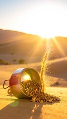 Spilled treasure desert sun and gold cascading from a cup