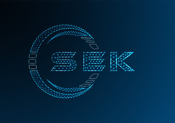SEK low poly letter logo vector design. SEK lower poly logo design. Low poly logo.