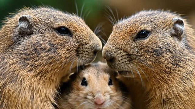 茶色いホリネズミ愛キス動物園