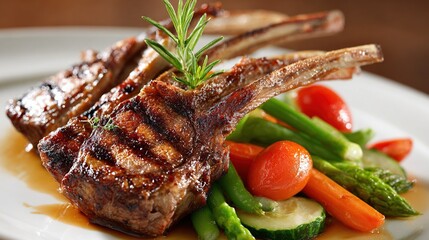 Grilled rack of lamb with vegetables