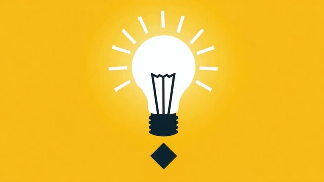 Creative Illustration of a Light Bulb Transforming into a Pencil on a Bright Yellow Background for Innovative Ideas and Inspiration 4k video footage