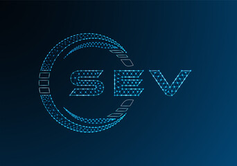 SEV low poly letter logo vector design. SEV lower poly logo design. Low poly logo.