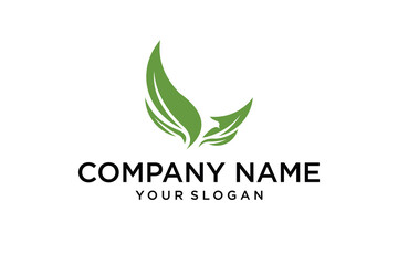 Modern Abstract Green Leaves Logo Design for Nature, Organic, or Eco-Friendly Branding