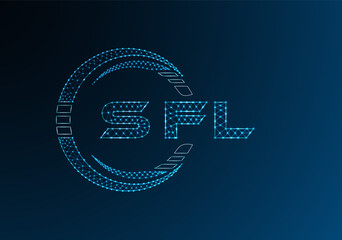 SFL low poly letter logo vector design. SFL lower poly logo design. Low poly logo.