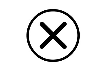 Obraz premium Black cross mark in circle icon transparent