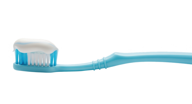 Blue Toothbrush With Toothpaste Isolated On Black Background