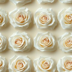 White rose seamless pattern with soft shadows, perfect for wedding decoration and elegant backgrounds.