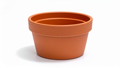 Single terracotta flower pot with matte finish and subtle wear marks, placed against plain white background