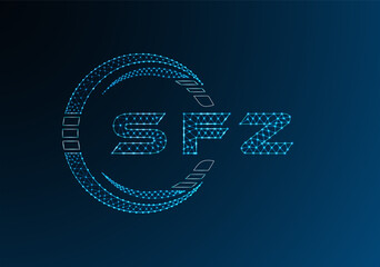SFZ low poly letter logo vector design. SFZ lower poly logo design. Low poly logo.