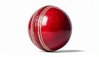 Red Easter Egg Shaped Like a Cricket Ball on White Background