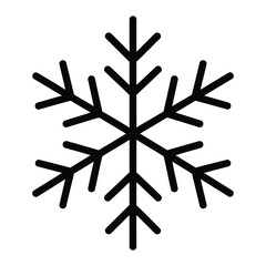 Fototapeta premium Simple black snowflake icon design celebrating winter cold weather and frosty patterns