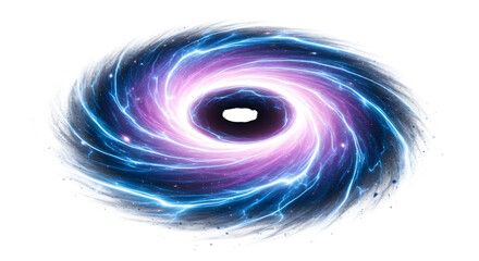 Vibrant cosmic vortex with swirling energy and glowing particles isolated on transparent background