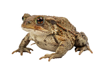 Fototapeta premium Isolated American toad in studio shot showing detailed skin texture, amphibian close-up