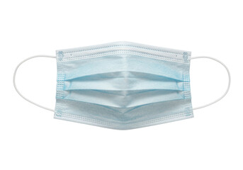 Isolated breathable blue face mask with ear loops for medical and personal use during a pandemic