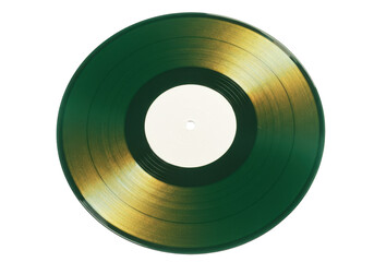 Isolated Emerald-Gold Vinyl Record, Unique Color Combination, for Musical Nostalgia Projects