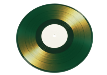 Isolated Emerald-Gold Vinyl Record, Unique Color Combination, for Musical Nostalgia Projects