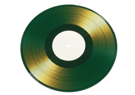 Isolated Emerald-Gold Vinyl Record, Unique Color Combination, for Musical Nostalgia Projects