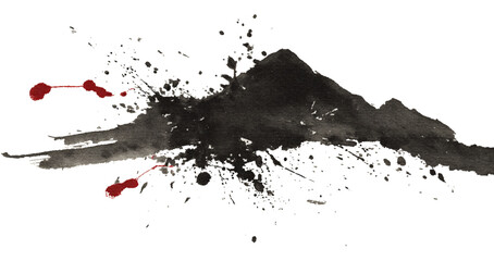 Obraz premium Abstract Black and Red Ink Splatter Watercolor Texture