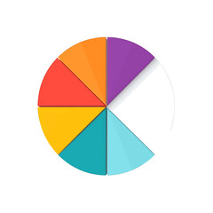 Colorful Segmented Pie Chart on White Background Illustration Showing Distribution and Data Visualization with Bold Colors and Simple Design